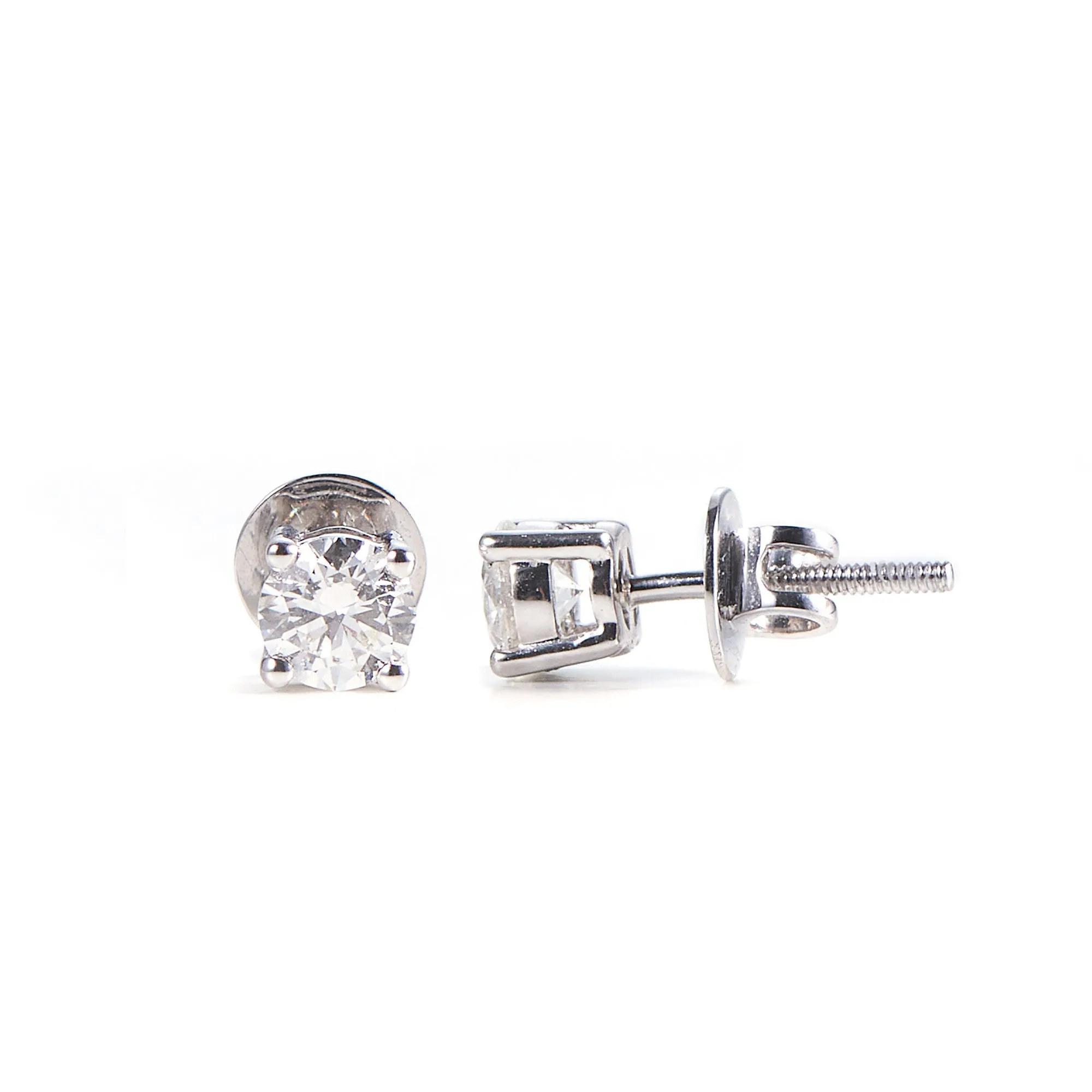 Solitaire 14K Gold Studs w. 0.20-0.50 ct Diamond