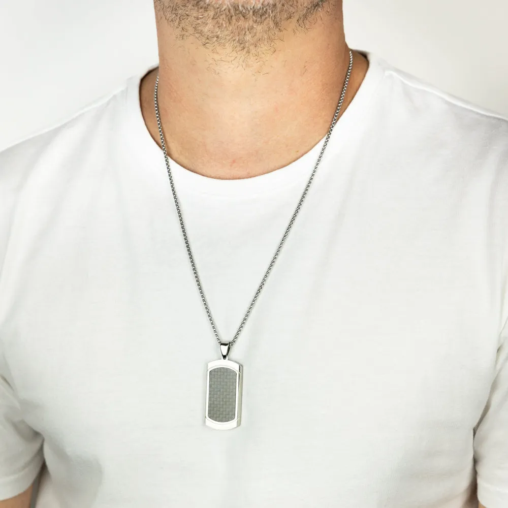 Stainless Steel Black Textured Dog Tag Pendant On Chain Shiels