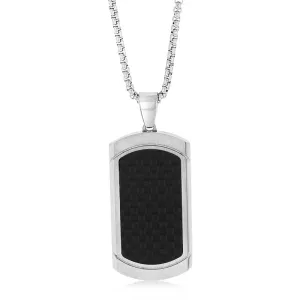 Stainless Steel Black Textured Dog Tag Pendant On Chain Shiels