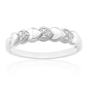 Sterling Silver 0.01 Carat Diamond Heart Ring with 3 Brilliant Cut Diamonds Shiels