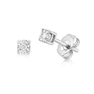 Sterling Silver 0.05 Carats Diamond Stud Earrings in Shiels