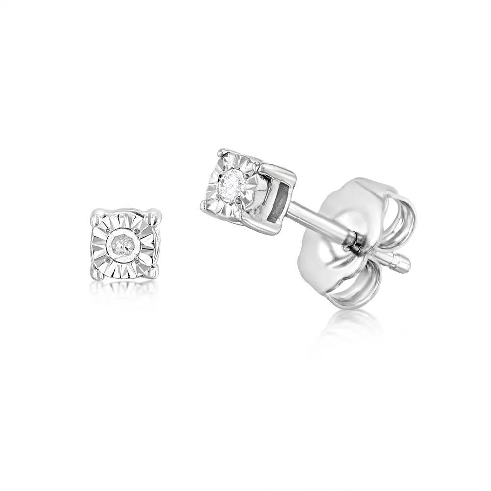Sterling Silver 0.05 Carats Diamond Stud Earrings in Shiels