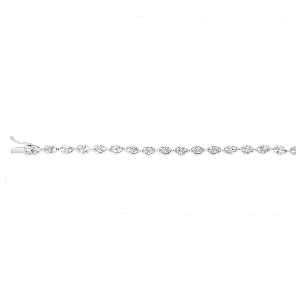 Sterling Silver 0.10 Carat Diamond 18cm Bracelet Set with 24 Diamonds Shiels