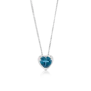 Sterling Silver 0.90Ct Natural London Blue Topaz Heart Shaped Pendant Shiels