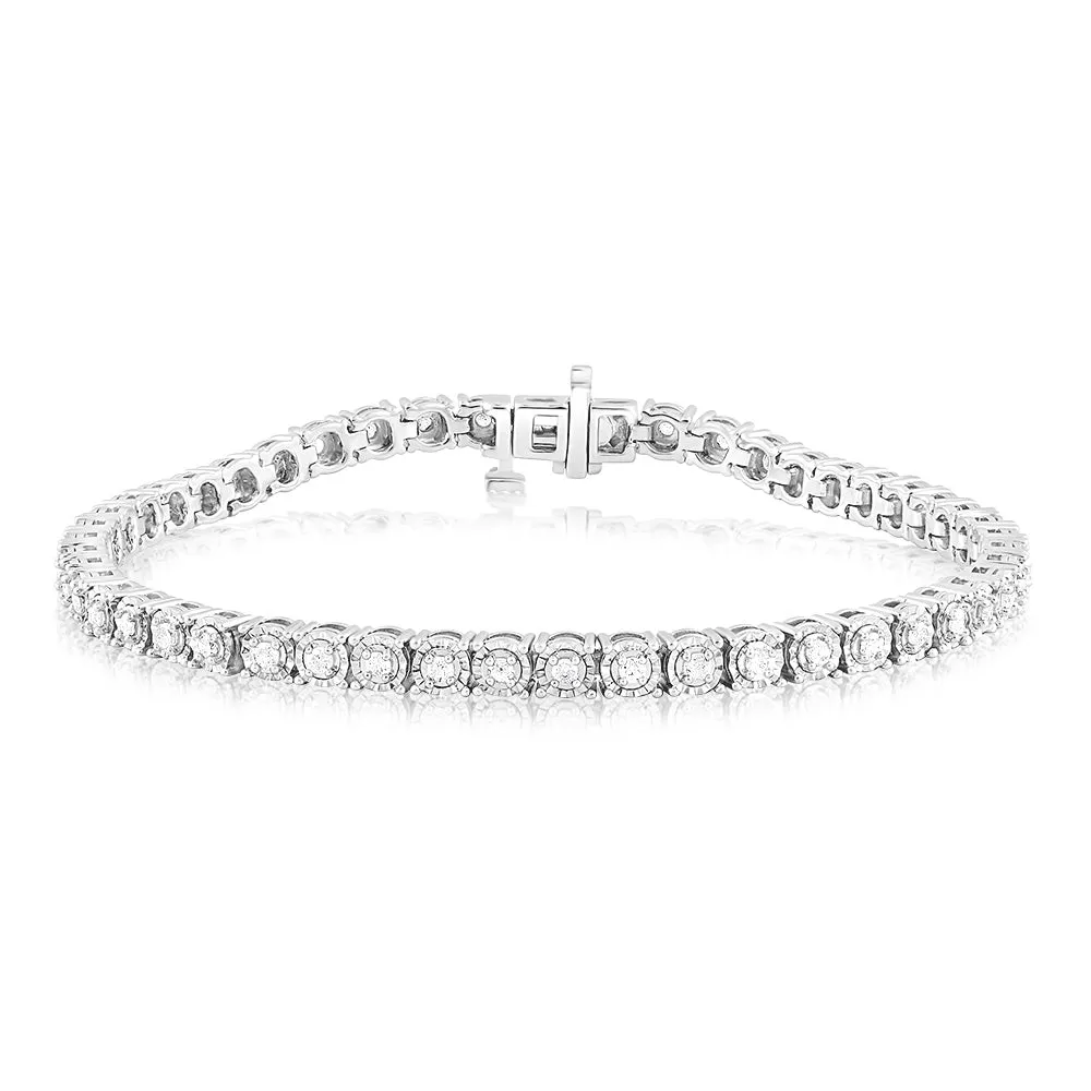 Sterling Silver 0.95 Carat  Diamond 18cm Tennis Bracelet with Brilliant Cut Diamonds Shiels