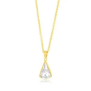 Sterling Silver 14ct Gold Plated White Cubic Zirconia Pendant On Chain Shiels