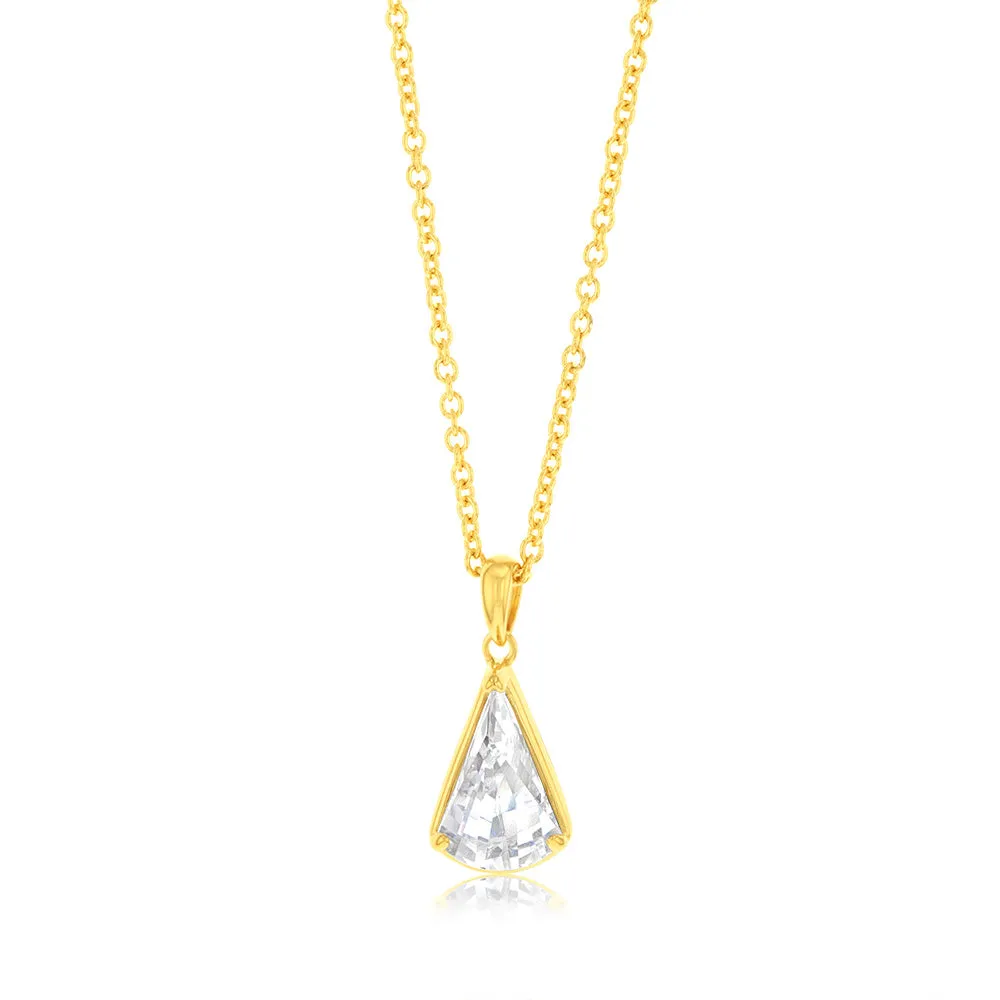 Sterling Silver 14ct Gold Plated White Cubic Zirconia Pendant On Chain Shiels