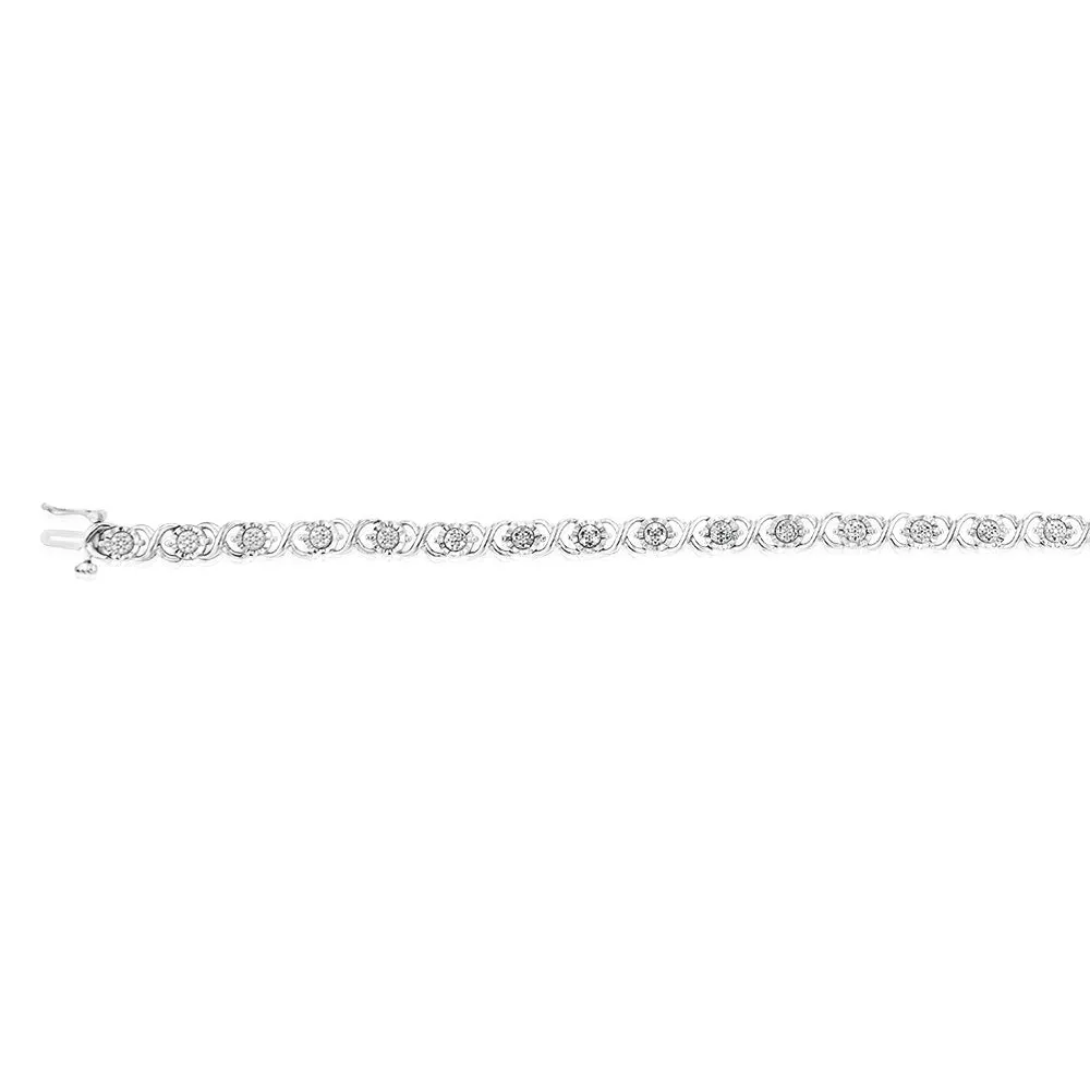 Sterling Silver 1/5 Carat Diamond 20.5cm Bracelet Shiels