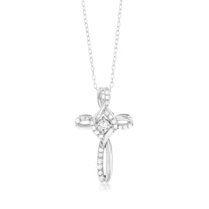 Sterling Silver 1/5 Carat Diamond Cross Infinity Pendant on 45cm Chain Shiels
