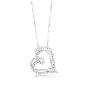 Sterling Silver 1/5 Carat Diamond Double Heart Pendant on 45cm Chain1/5 Carat Diamond Shiels