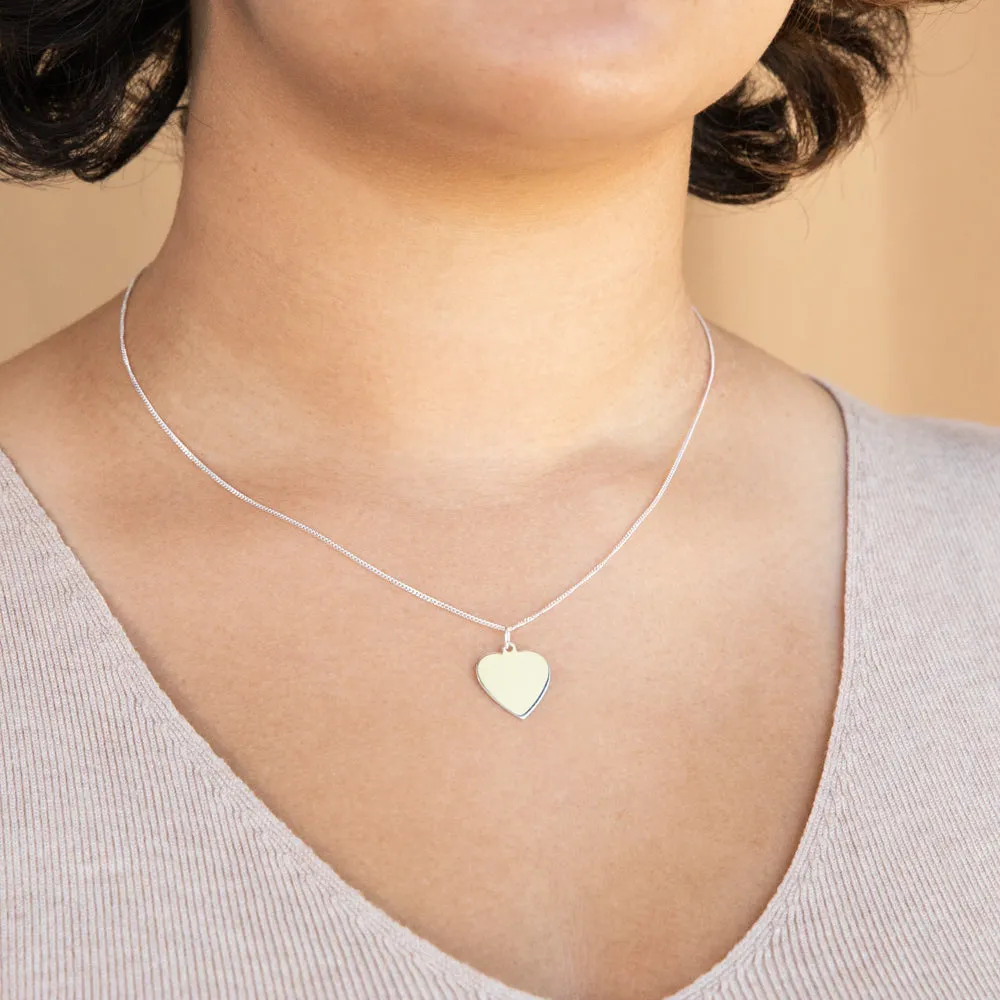 Sterling Silver 15mm Flat Heart Pendant Shiels
