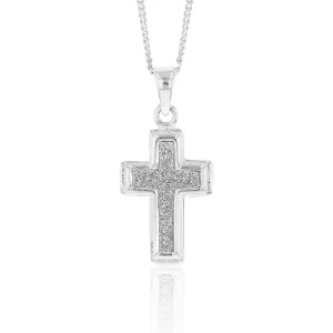 Sterling Silver 20mm Stardust Cross Pendant Shiels