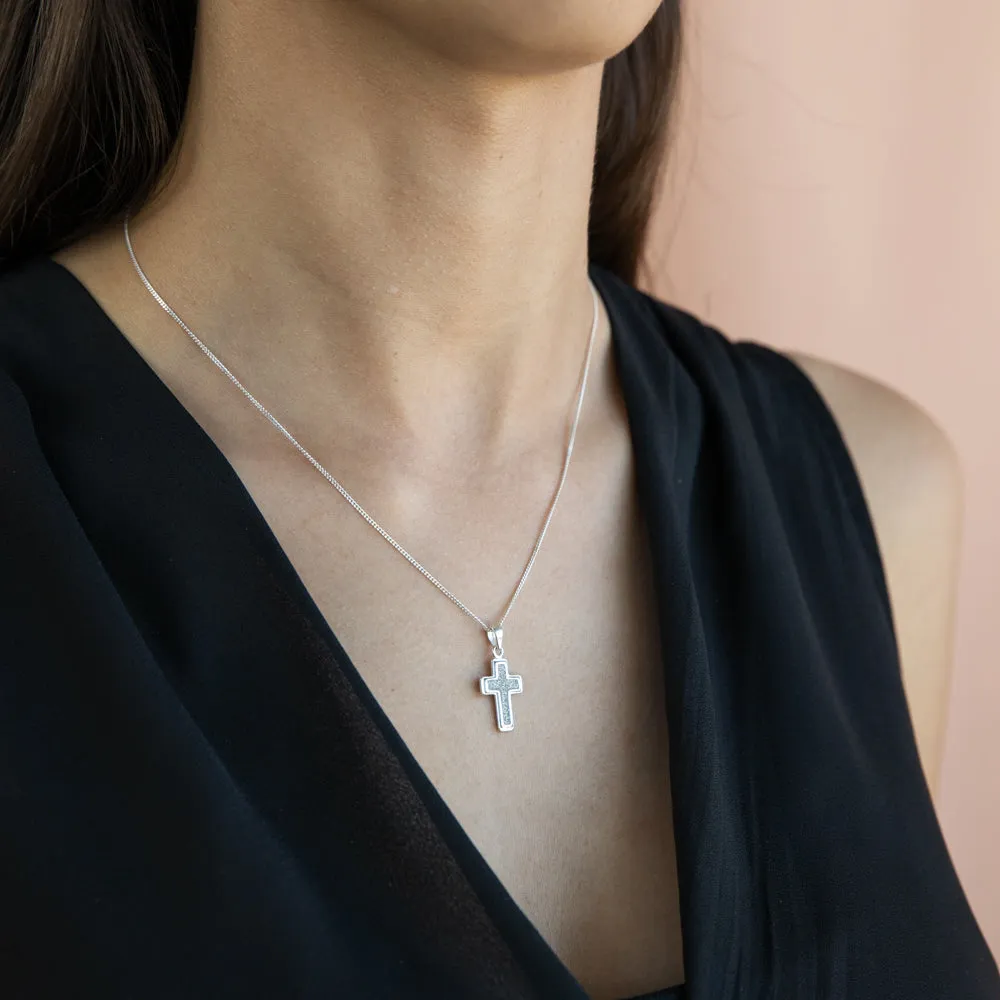 Sterling Silver 20mm Stardust Cross Pendant Shiels