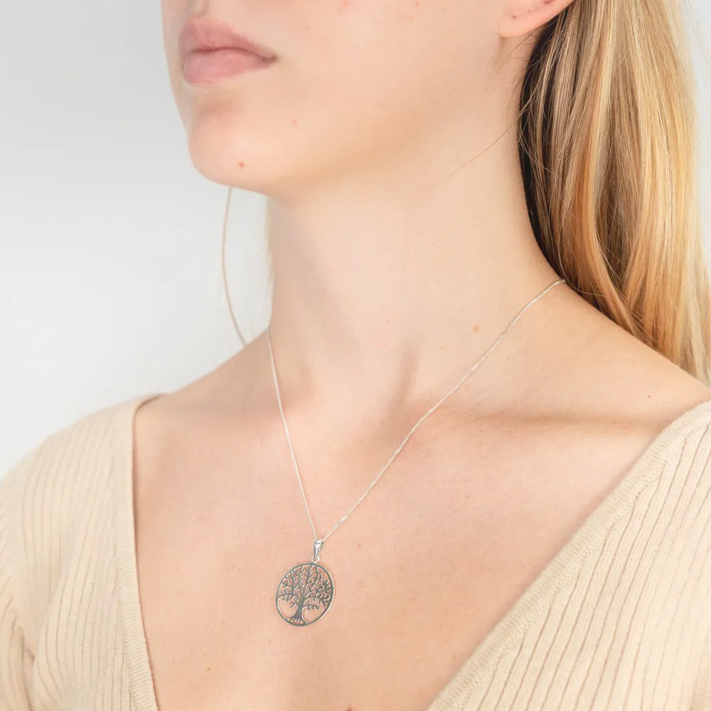 Sterling Silver 23mm Round Tree of Life Pendant Shiels