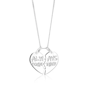 Sterling Silver Always Together Split Heart Pendant Shiels