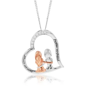 Sterling Silver And Rose Gold Plated Cubic Zirconia Engraved Heart Sister Pendant Shiels