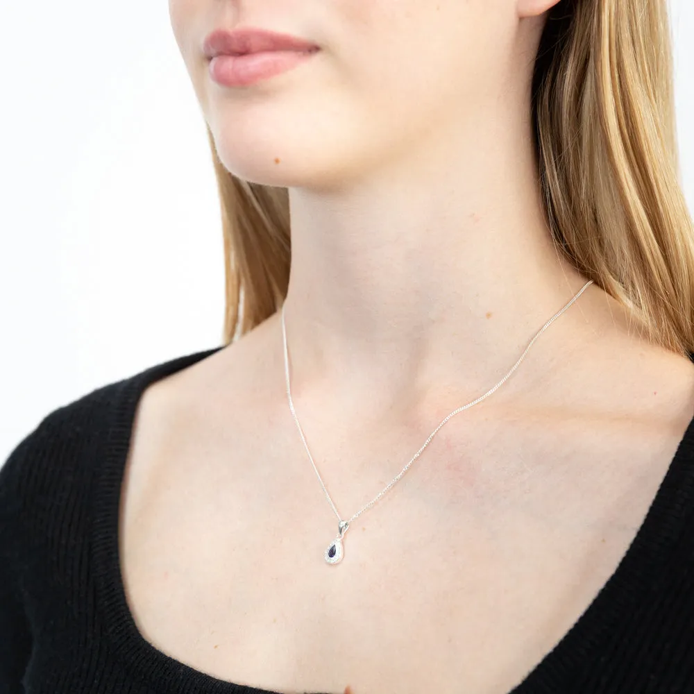 Sterling Silver Blue And White Tear Drop Pendant Shiels