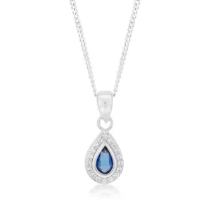 Sterling Silver Blue And White Tear Drop Pendant Shiels