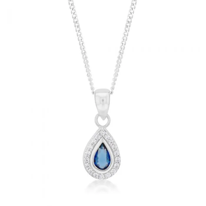 Sterling Silver Blue And White Tear Drop Pendant Shiels