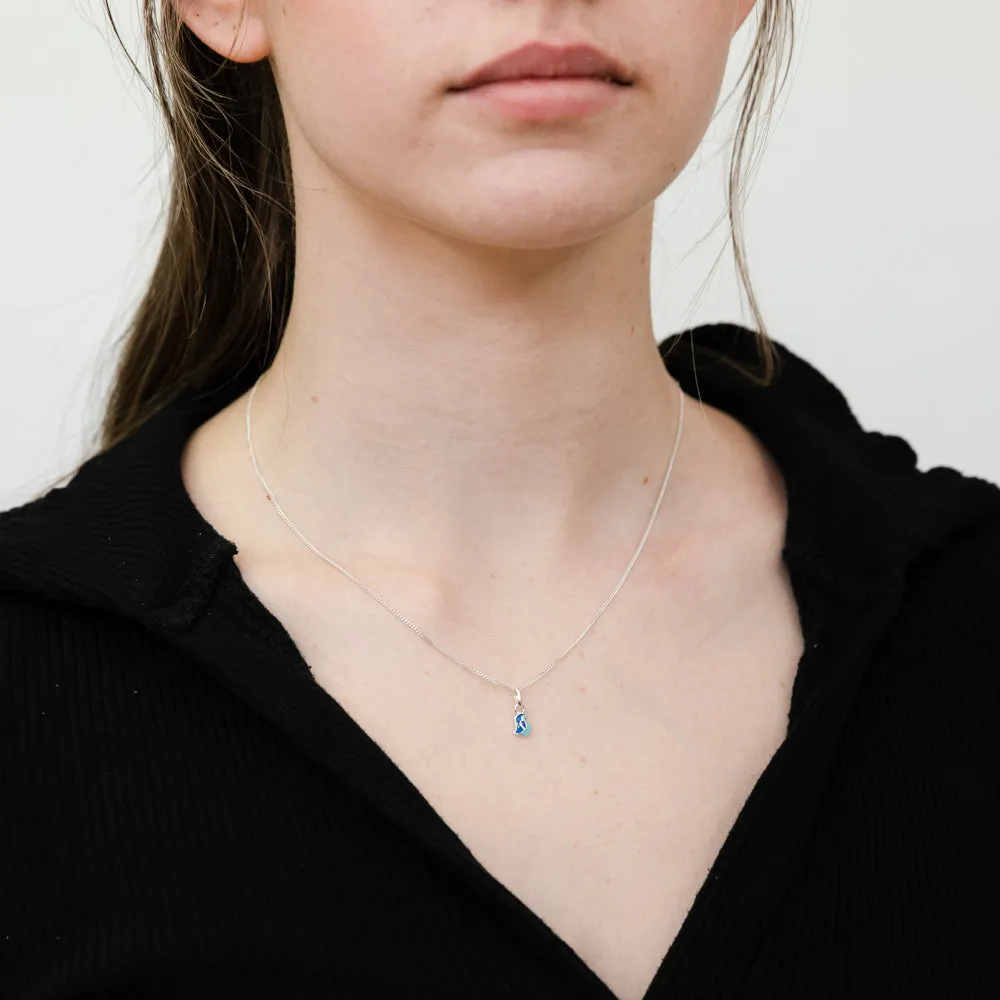 Sterling Silver Blue Enamel Small Bird Charm Pendant Shiels