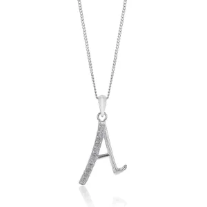 Sterling Silver Cubic Zirconia Cursive Initial "A" Pendant Shiels