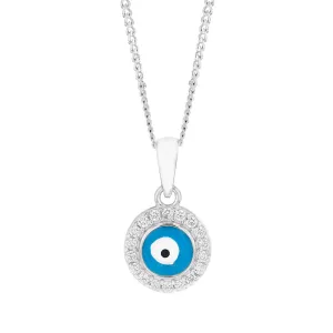Sterling Silver Cubic Zirconia Evil Eye In Circle Pendant Shiels