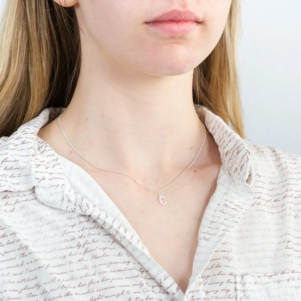 Sterling Silver Cubic Zirconia Initial "C" Pendant Shiels