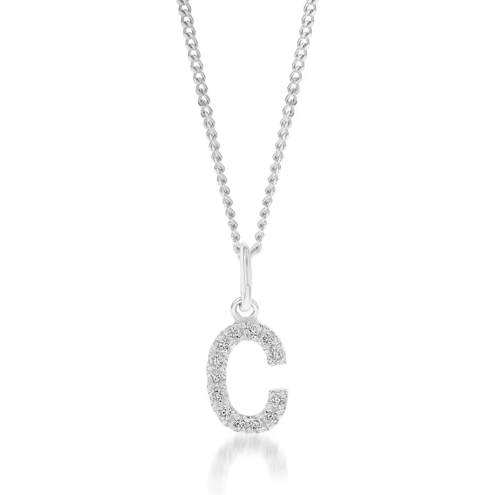 Sterling Silver Cubic Zirconia Initial "C" Pendant Shiels