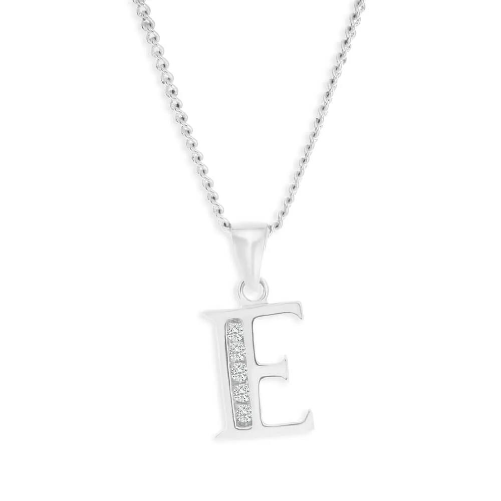 Sterling Silver Cubic Zirconia  Initial "E" Pendant Shiels