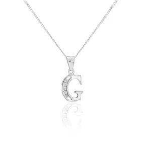 Sterling Silver Cubic Zirconia  Initial "G" Pendant Shiels
