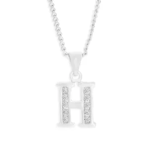 Sterling Silver Cubic Zirconia  Initial "H" Pendant Shiels
