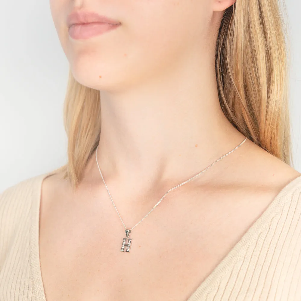 Sterling Silver Cubic Zirconia  Initial "H" Pendant Shiels