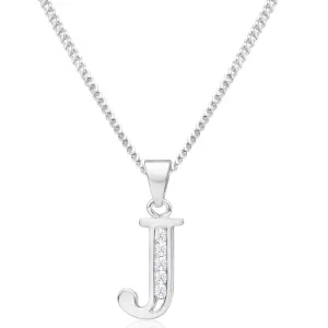 Sterling Silver Cubic Zirconia  Initial "J" Pendant Shiels
