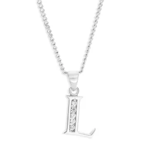 Sterling Silver Cubic Zirconia  Initial "L" Pendant Shiels