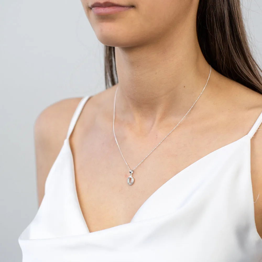 Sterling Silver Cubic Zirconia  Initial "O" Pendant Shiels