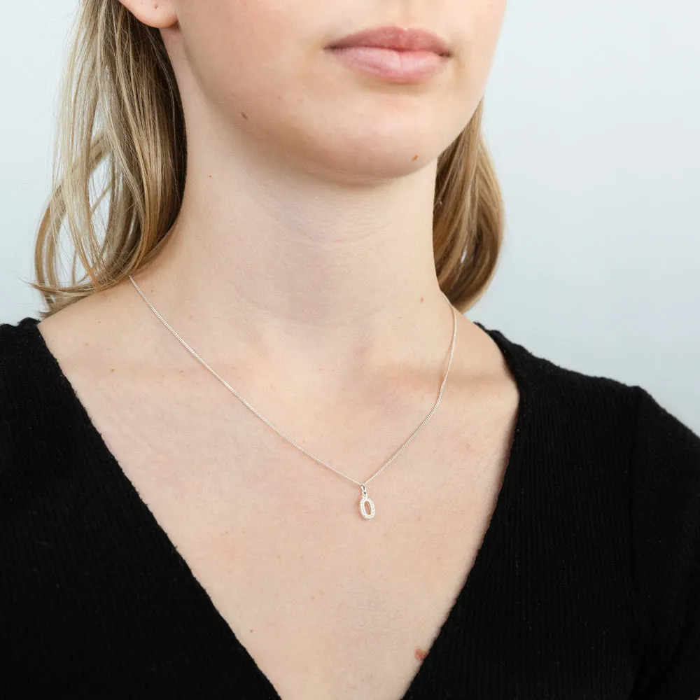 Sterling Silver Cubic Zirconia Initial "O" Pendant Shiels