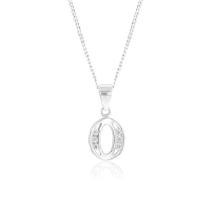 Sterling Silver Cubic Zirconia  Initial "O" Pendant Shiels