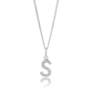 Sterling Silver Cubic Zirconia Initial "S" Pendant Shiels