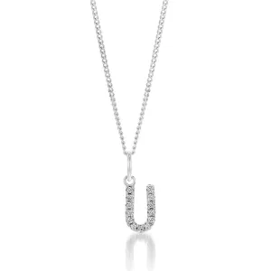 Sterling Silver Cubic Zirconia Initial "U" Pendant Shiels