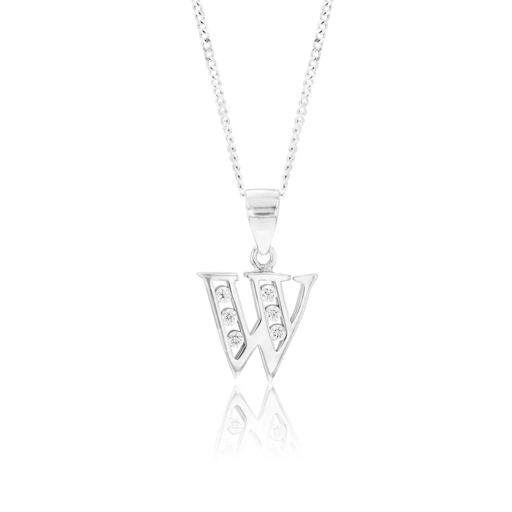 Sterling Silver Cubic Zirconia Initial "W" Pendant Shiels