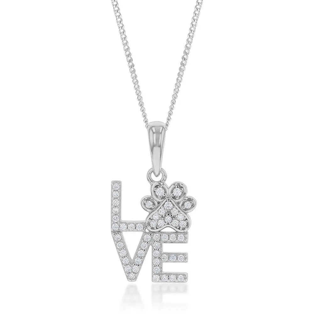 Sterling Silver Cubic Zirconia On Fancy Love Pendant Shiels