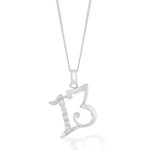 Sterling Silver Cubic Zirconia On Number "13" Pendant Shiels