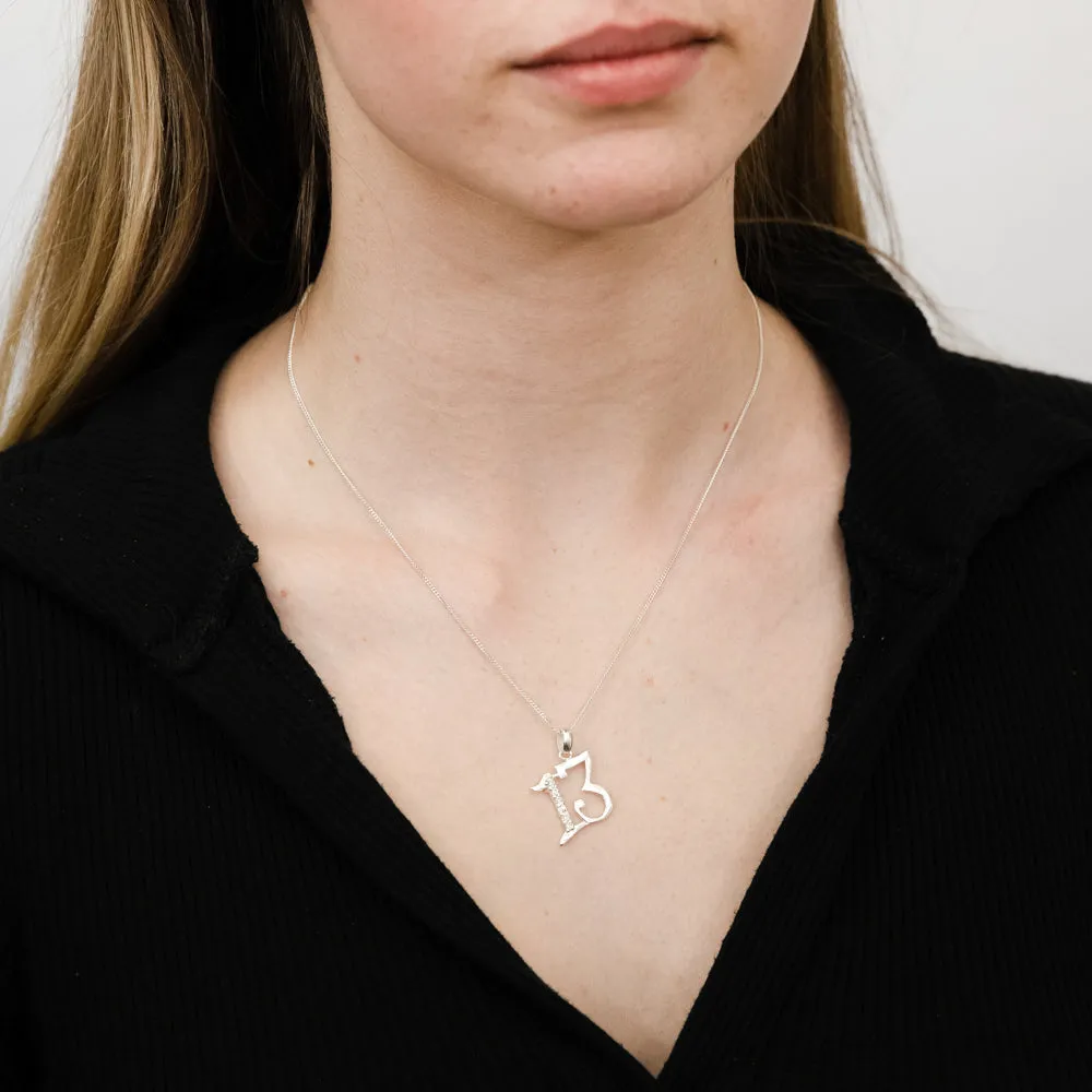 Sterling Silver Cubic Zirconia On Number "13" Pendant Shiels