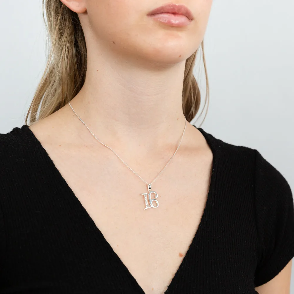 Sterling Silver Cubic Zirconia On Number "16" Pendant Shiels
