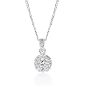 Sterling Silver Cubic Zirconia Round Halo Pendant Shiels