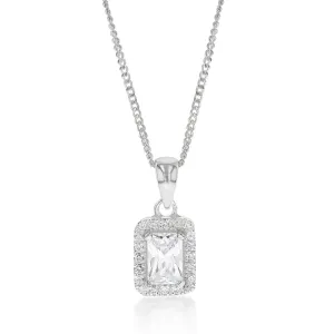 Sterling Silver Cubic Zirconia Square Halo Pendant Shiels