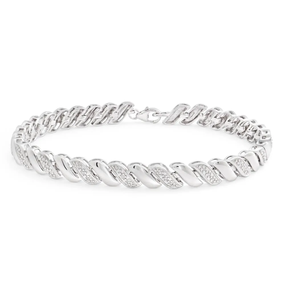 Sterling Silver Diamond Fancy 20cm Bracelet Shiels