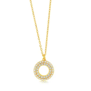 Sterling Silver Gold Plated Cubic Zirconia Circle Of Life Pendant On 45cm Chain Shiels