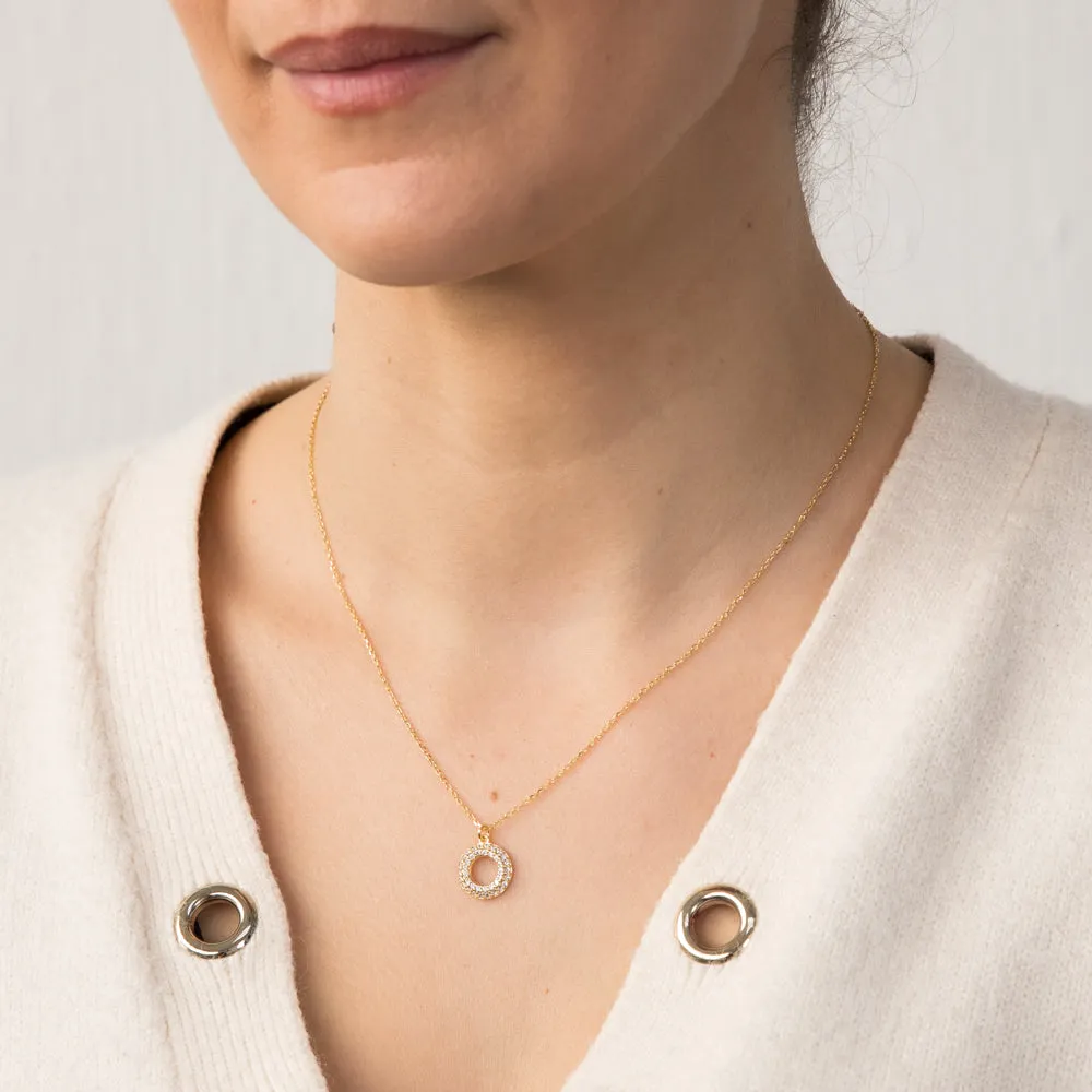 Sterling Silver Gold Plated Cubic Zirconia Circle Of Life Pendant On 45cm Chain Shiels