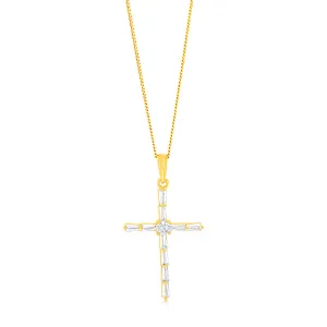 Sterling Silver Gold Plated Cubic Zirconia Cross Pendant Shiels